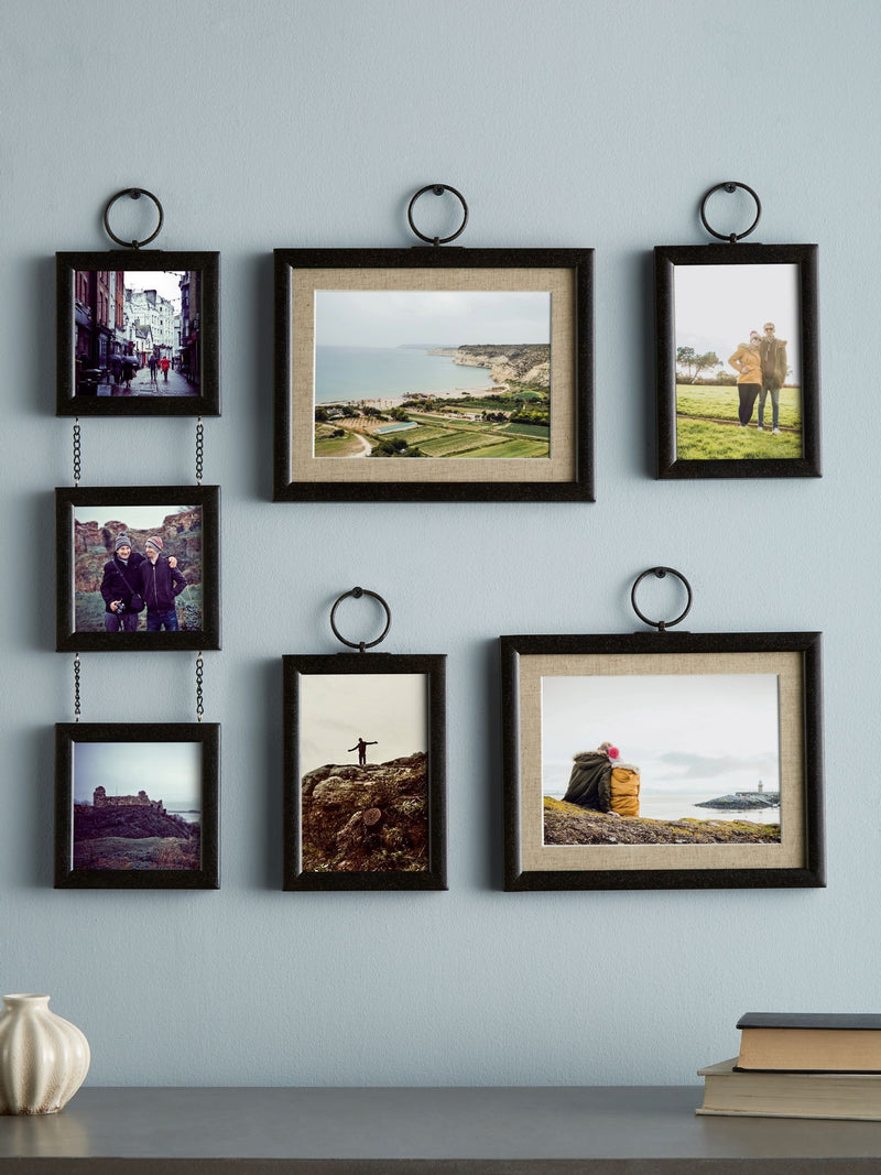 Black salvage hanging photo frame set of 5 - British product