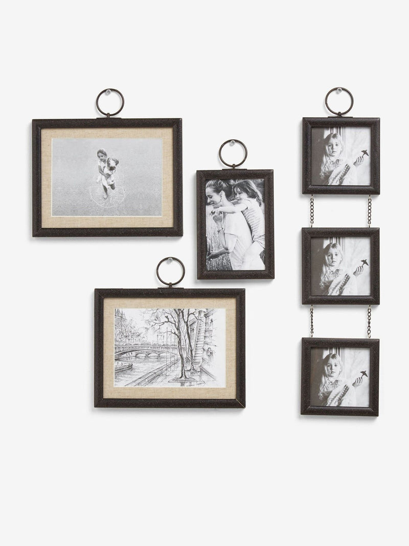 Black salvage hanging photo frame set of 5 - British product