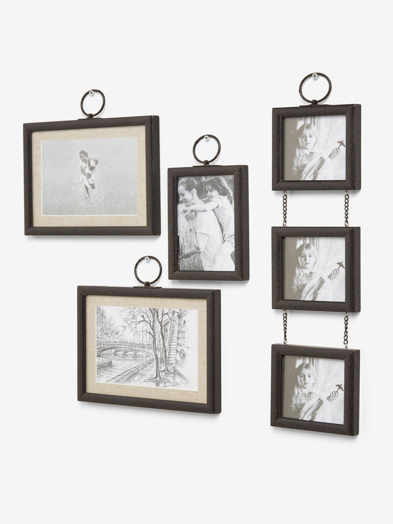 Black salvage hanging photo frame set of 5 - British product
