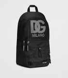 Dolce&Gabbana Kids mesh logo backpack in blue and black, UK version