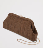 Jimmy Choo Skylar woven rafia clutch bag, imported from the UK