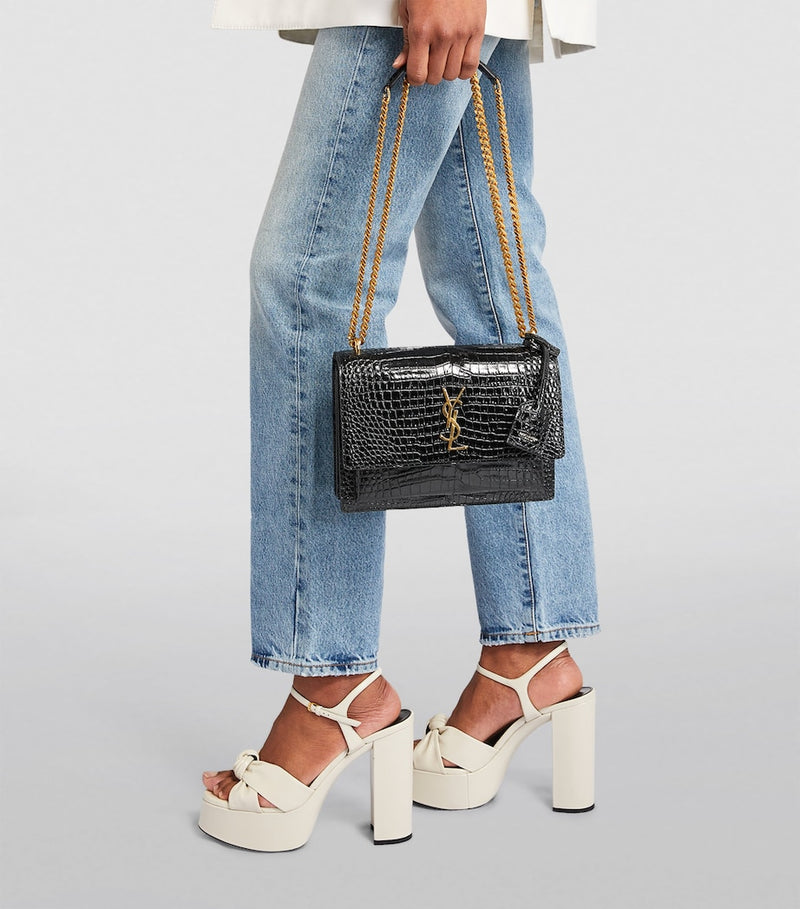 Saint Laurent croc-embossed shoulder bag medium Sunset - British product