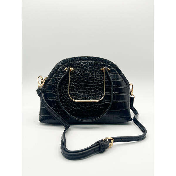 SVNX Croc Grab Bag in Black with adjustable strap, imported from the UK