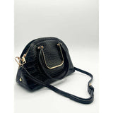 SVNX Croc Grab Bag in Black with adjustable strap, imported from the UK