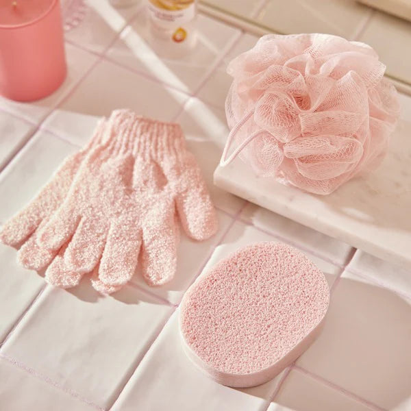 Superdrug Body Gloves Pink cleansing glove (British brand)