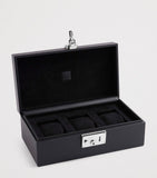 Dunhill leather 3-piece watch box with brass hardware - British product