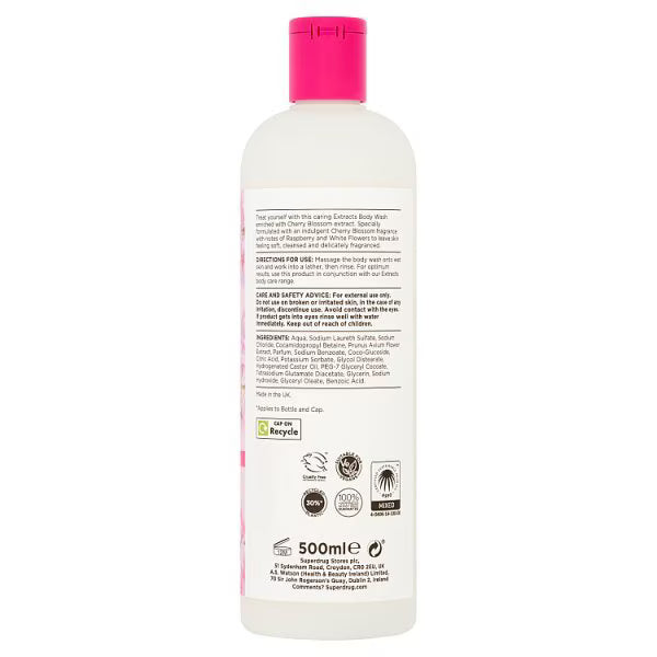 Superdrug Extracts Cherry Blossom Body Wash 500ml (British brand)