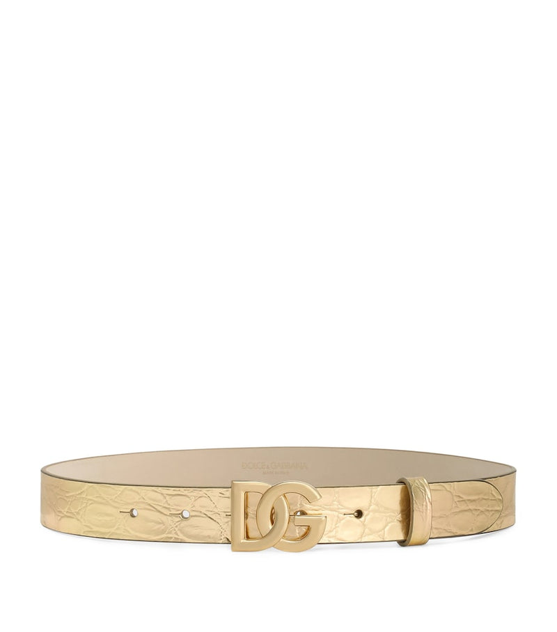 Dolce & Gabbana Kids logo buckle belt calfskin - British product