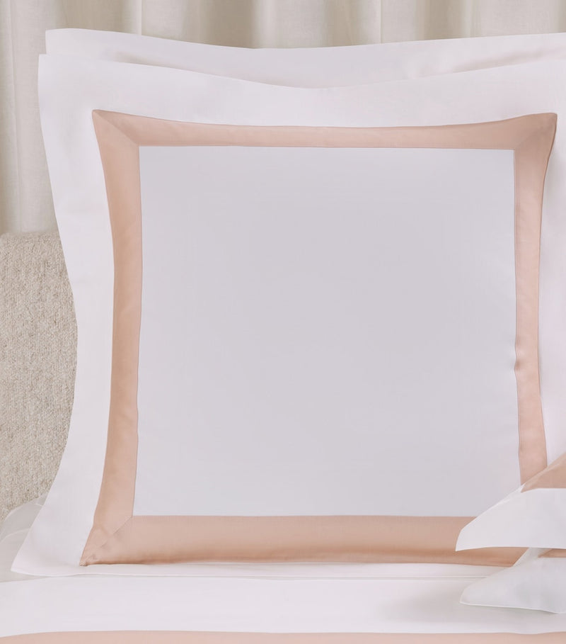 Frette cotton sateen border pillowcase 65cm, imported from the UK