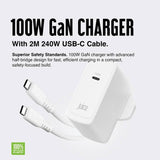 Juice 100W GaN USB-C laptop charger with 2m cable - British product