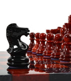 Purling stone chess set with Italian leather and gold, imported from the UK