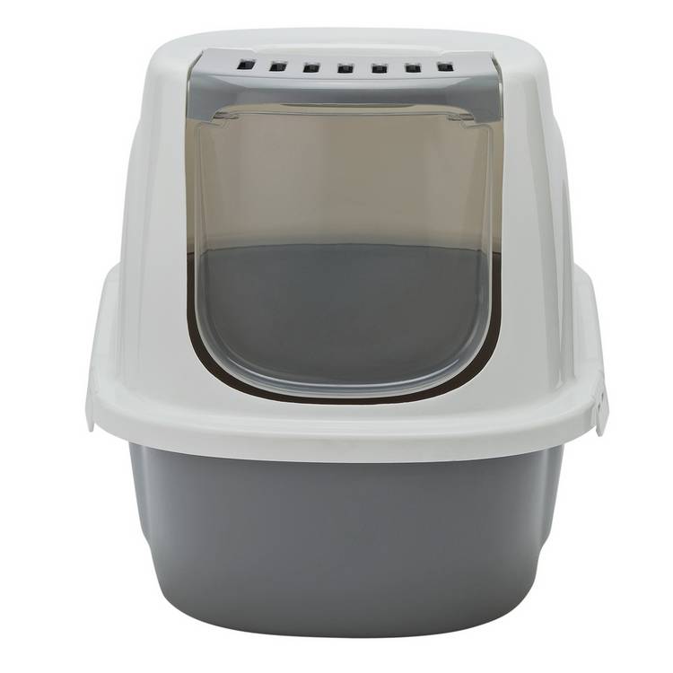 Front opening cat litter tray grey (British brand)