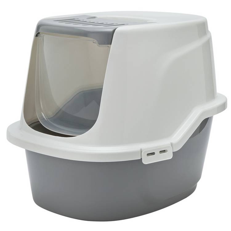 Front opening cat litter tray grey (British brand)