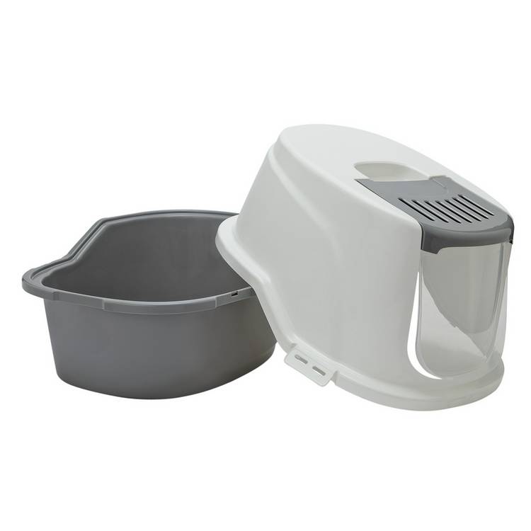 Front opening cat litter tray grey (British brand)