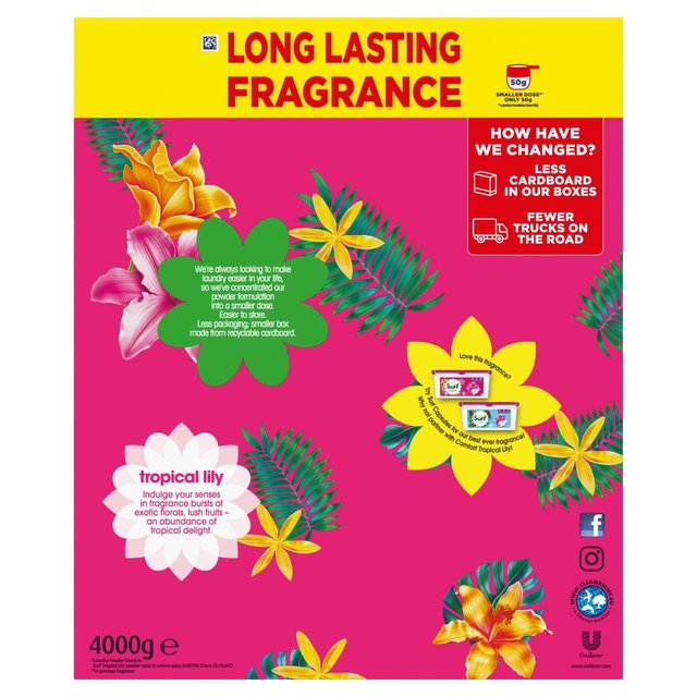 Surf Washing Powder Tropical Lily 80 wash   4kg GOODS M&S