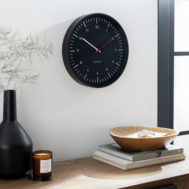 Habitat analogue wall clock black 30cm, UK version