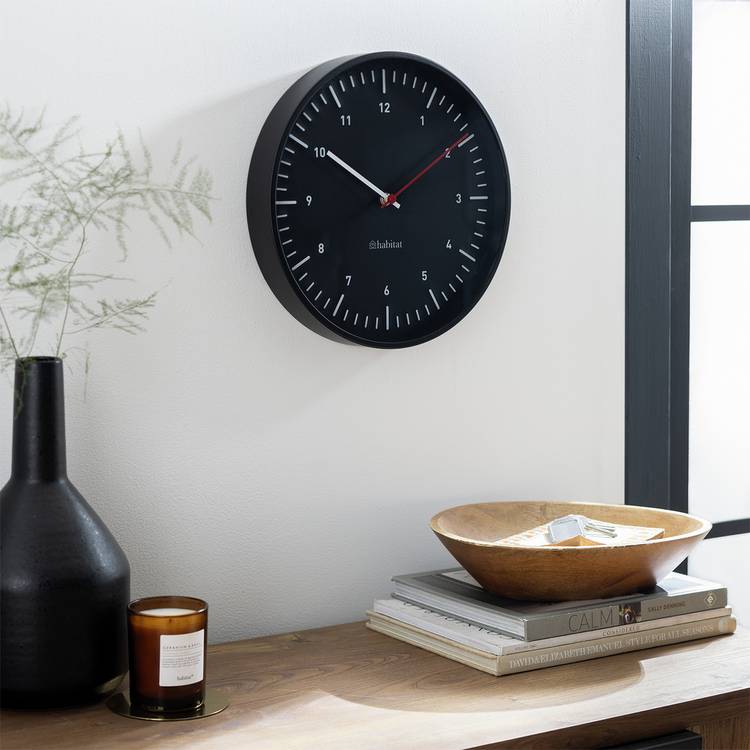 Habitat analogue wall clock black 30cm, UK version