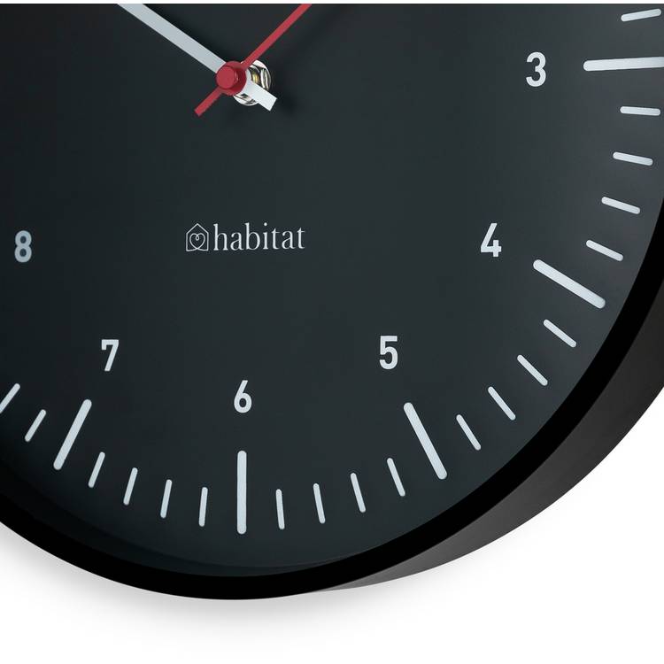Habitat analogue wall clock black 30cm, UK version