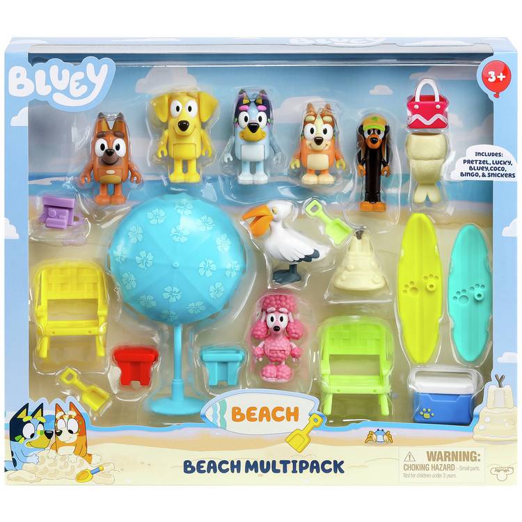 Bluey beach figures multipack exclusive, UK version