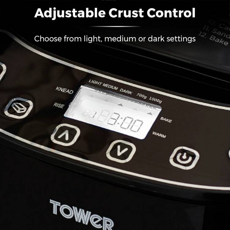 Tower digital breadmaker 1kg black, imported from the UK