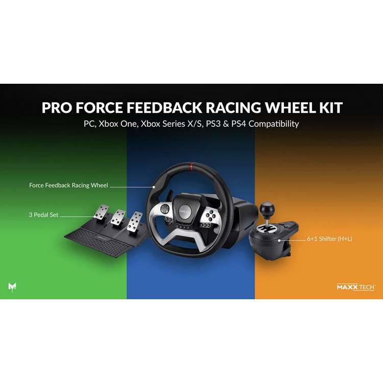 Maxx Tech Pro force feedback racing wheel kit for PC Xbox PS4, imported from the UK