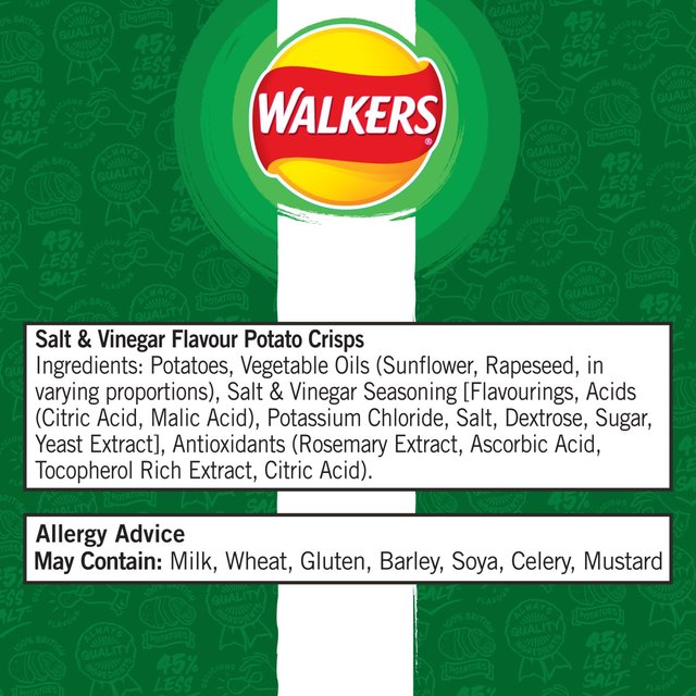 Walkers Less Salt A Dash of Salt & Vinegar Multipack Crisps 6 per pack GOODS M&S
