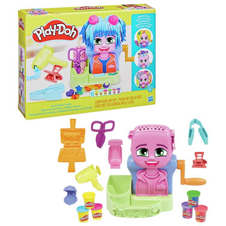 Play-Doh Hair Stylin' Salon playset with 6 tubs and 7 accessories (British brand)