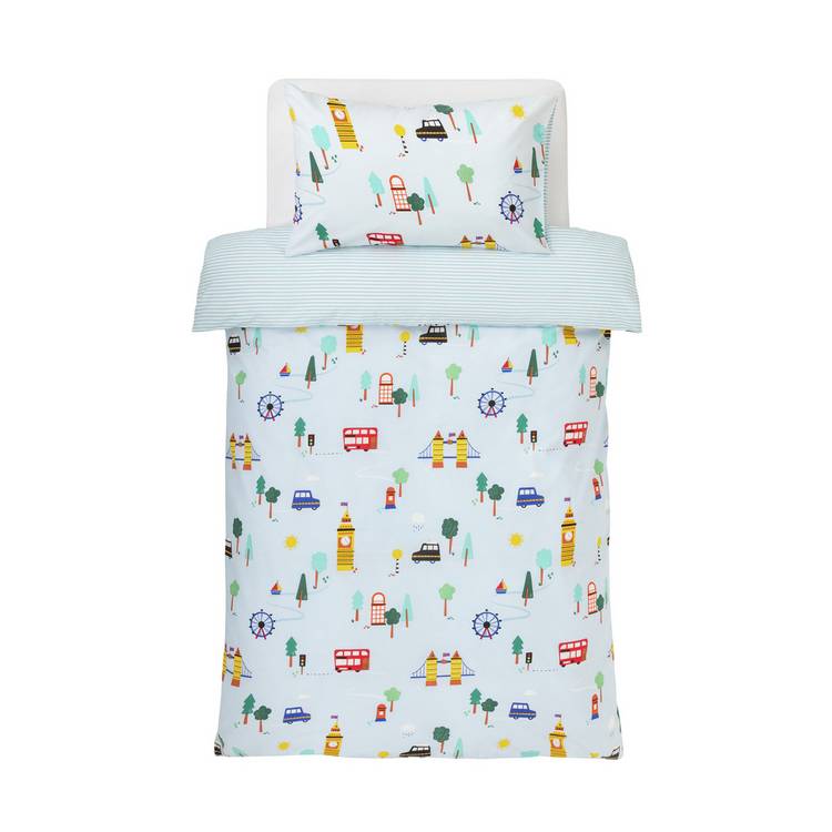 Argos Home London Blue Kids Bedding Set Single, imported from the UK