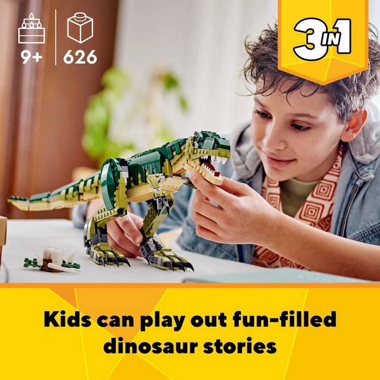 LEGO Creator 3in1 T. Rex dinosaur toy building set, UK version