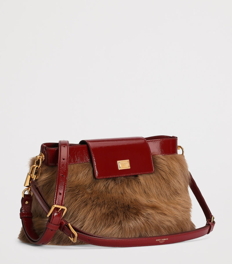 Dolce&Gabbana Vittoria shoulder bag in lamb fur and calfskin, UK version