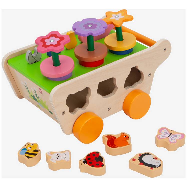 Chad Valley wooden gardening shape sorter toy set, UK version