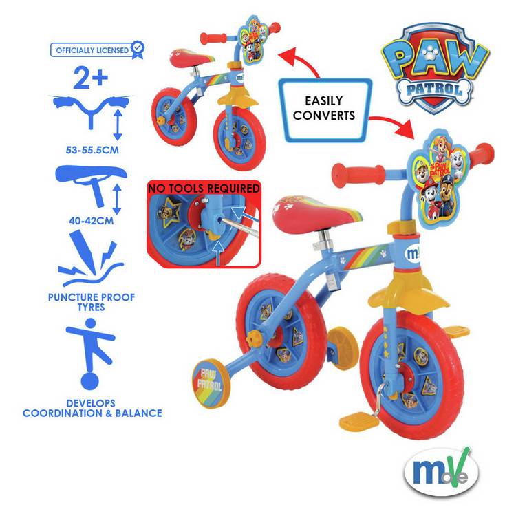 Paw Patrol 2-in-1 balance and beginner bike 10 inch, imported from the UK