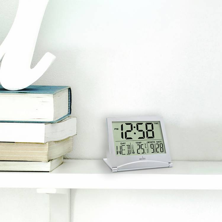 Acctim Mini Flip travel alarm clock silver, UK version
