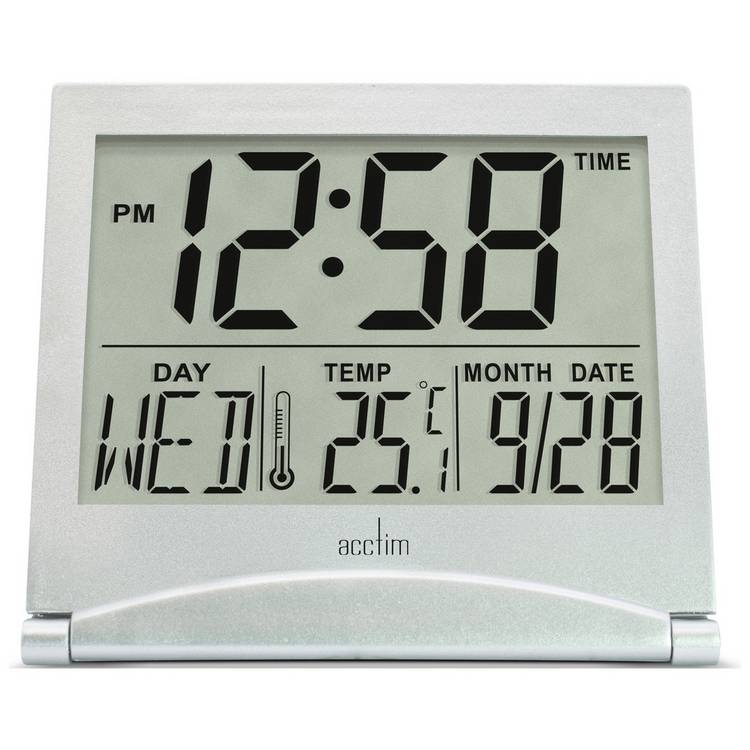 Acctim Mini Flip travel alarm clock silver, UK version