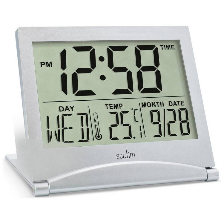 Acctim Mini Flip travel alarm clock silver, UK version
