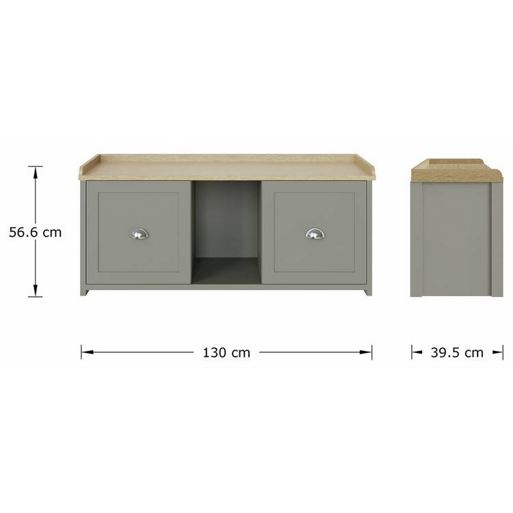 GFW Lancaster shoe storage bench grey with seat, UK version