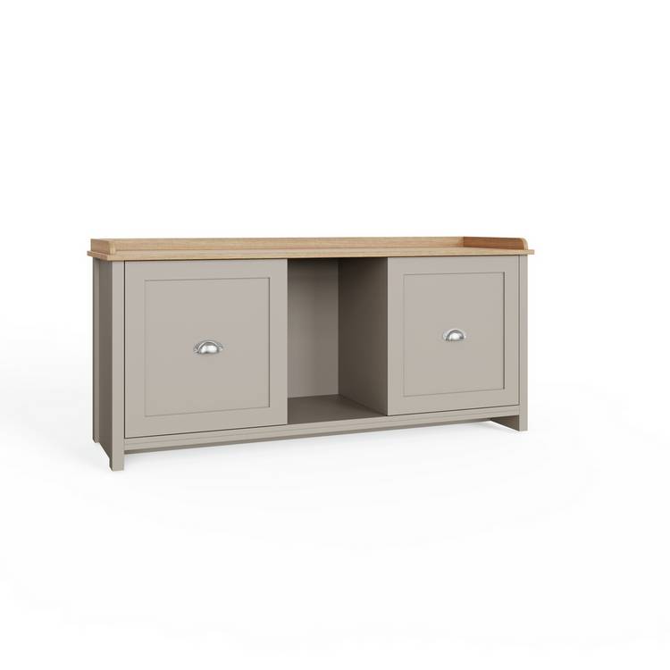 GFW Lancaster shoe storage bench grey with seat, UK version