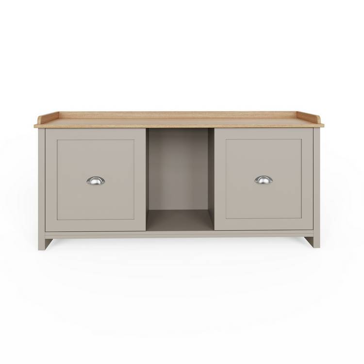 GFW Lancaster shoe storage bench grey with seat, UK version
