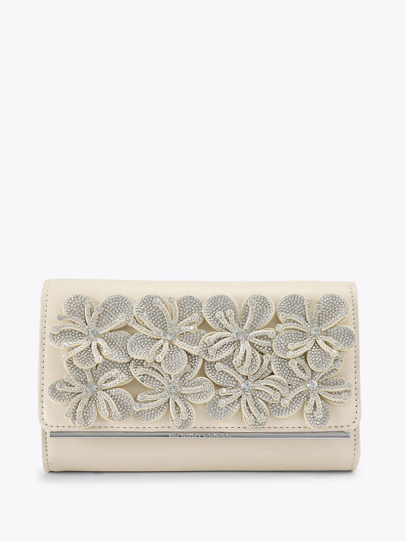 KG Kurt Geiger Silver Saskia clutch bag, imported from the UK