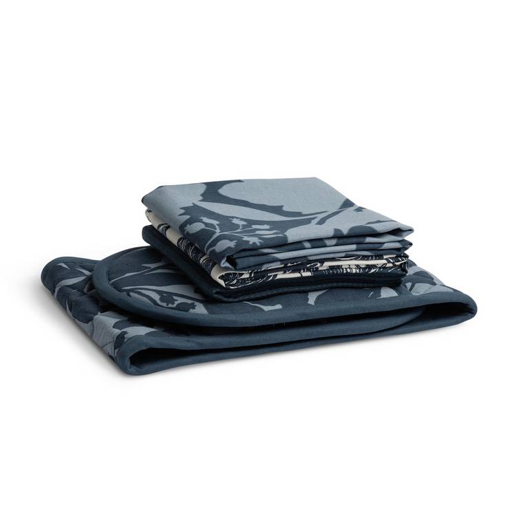 Habitat floral cotton textile set navy - British product