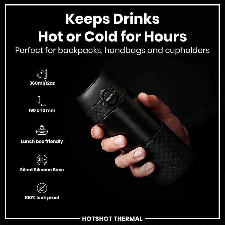 Ion8 black travel mug 360ml - British product