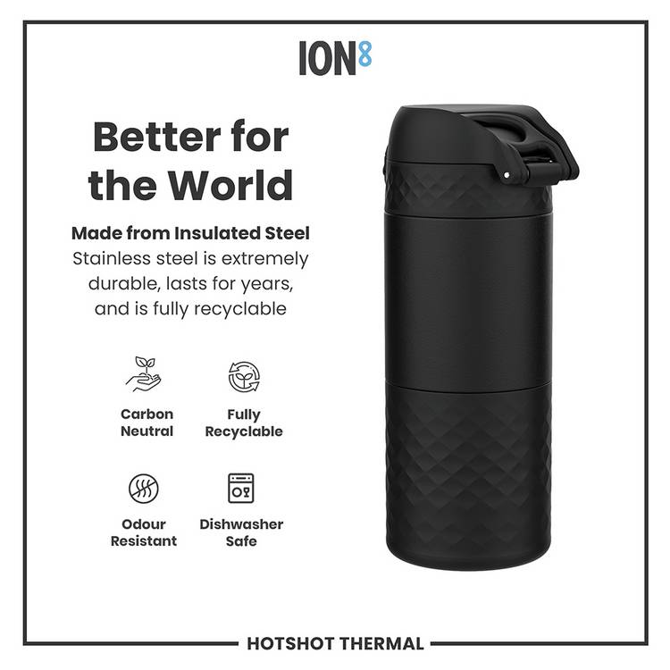 Ion8 black travel mug 360ml - British product