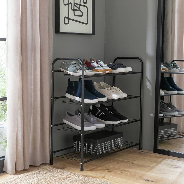 Argos Home 4 shelf black shoe storage rack (British brand)