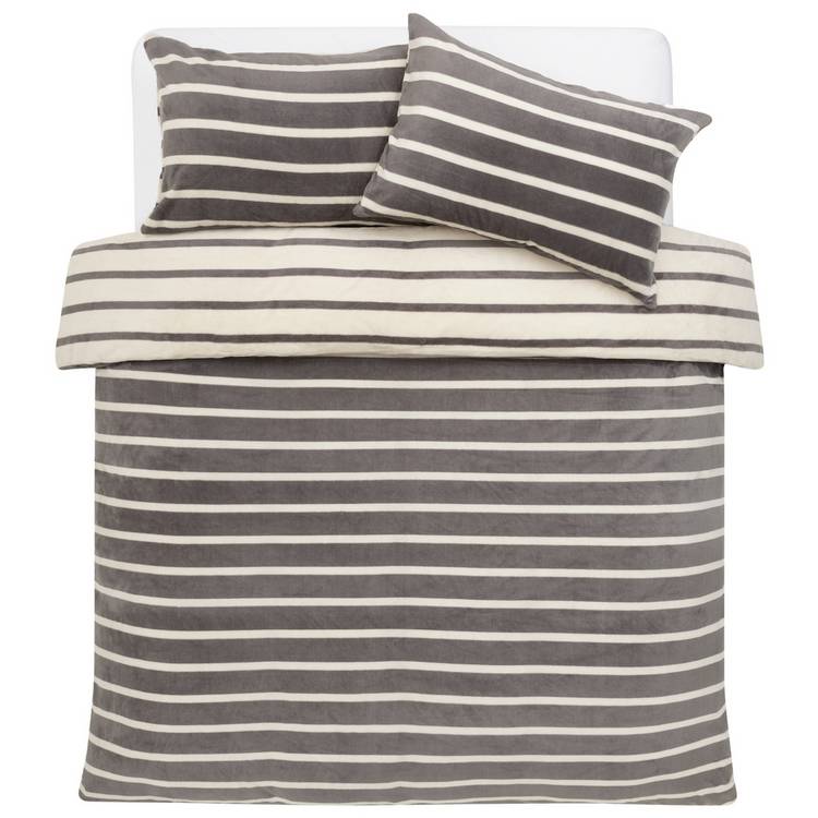 Argos Home fleece bedding set stripe printed single, UK version