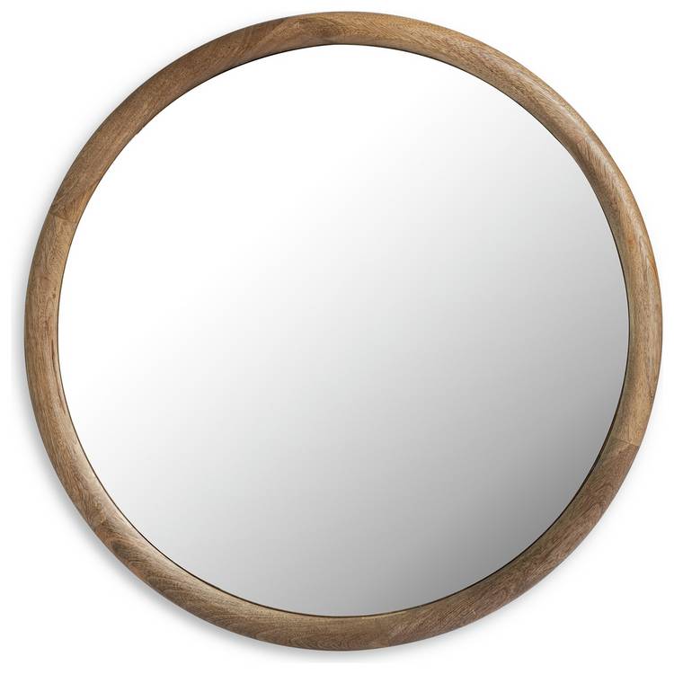 Habitat round wall mirror mango wood 60cm, imported from the UK