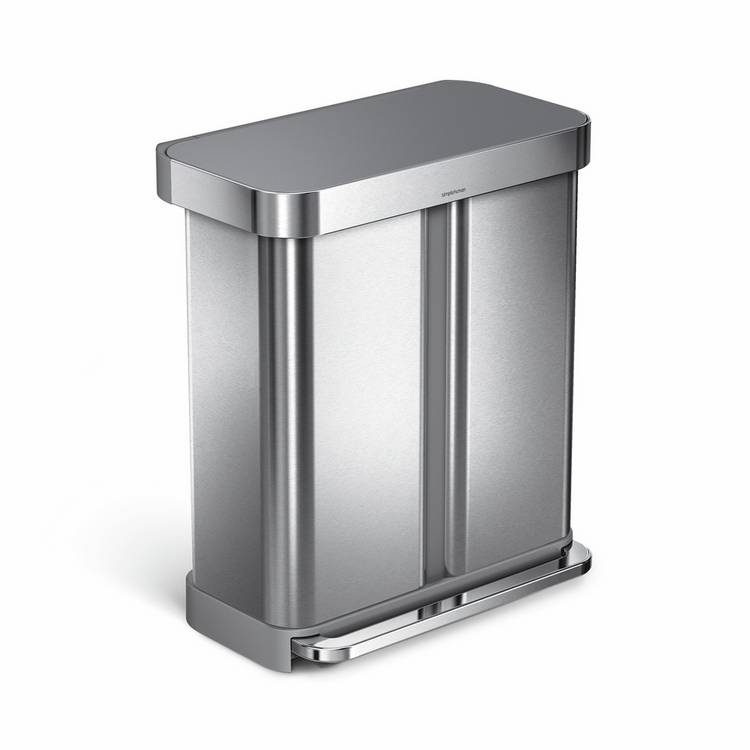 Simplehuman 58L dual compartment recycling pedal bin, UK version