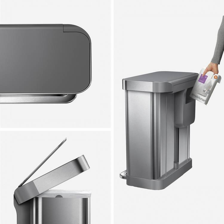 Simplehuman 58L dual compartment recycling pedal bin, UK version