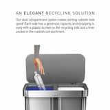 Simplehuman 58L dual compartment recycling pedal bin, UK version