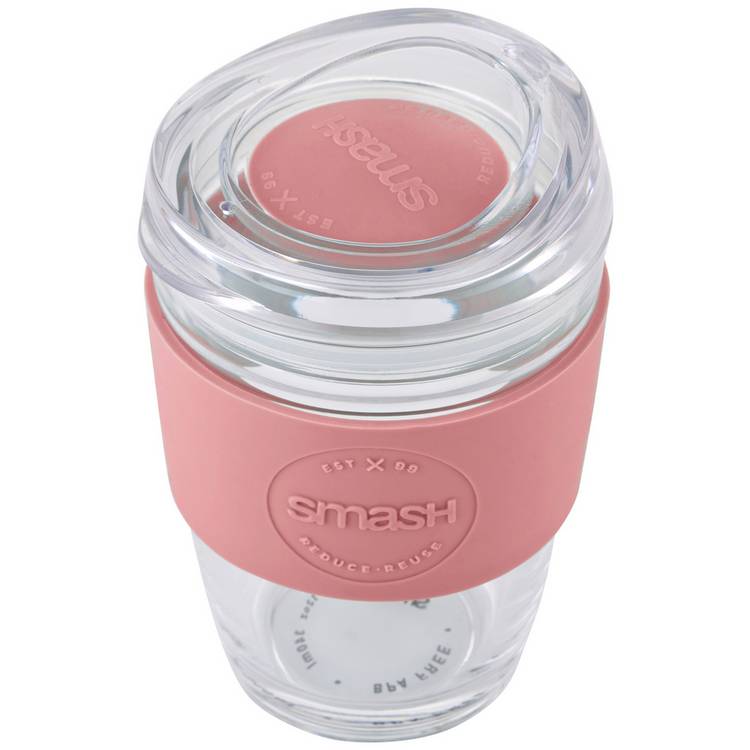 Smash Pink Glass Coffee Cup 340ml (British brand)