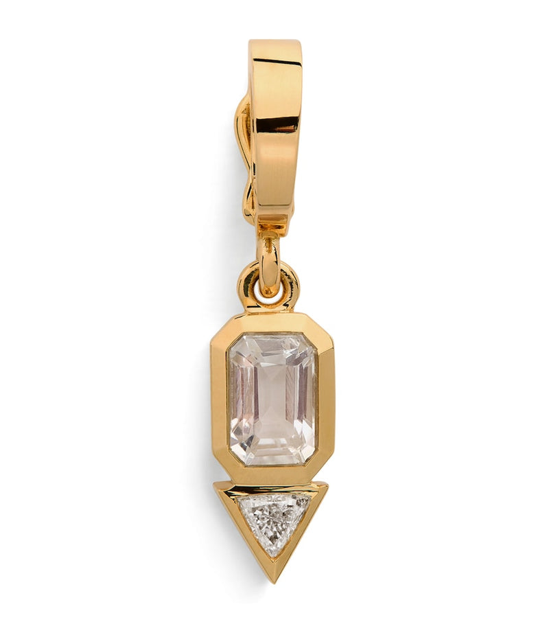 Azlee yellow gold June charm with moonstone and diamond - British product